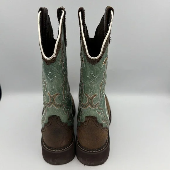 Justin Boots Women 7.5 B Gypsy Green Leather Square Toe Country Equestrian L2904 - Picture 7 of 11